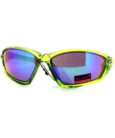 Xloop Sports Sunglasses Oval Wrap Around Unisex Frame Rubber Nose - Green - CZ123VRTLJB $5.01 Oval