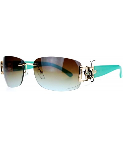 Luxury Rimless Art Deco Metal Chain Designer Sunglasses - Gold Green - C5129K8MVKL $5.33 Oversized