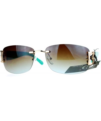 Luxury Rimless Art Deco Metal Chain Designer Sunglasses - Gold Green - C5129K8MVKL $5.33 Oversized