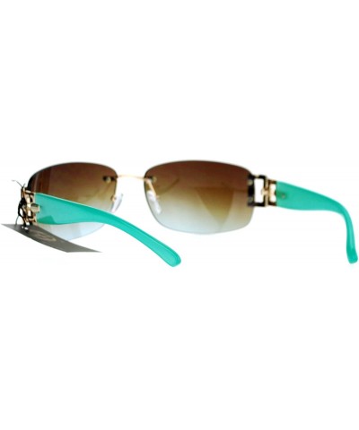 Luxury Rimless Art Deco Metal Chain Designer Sunglasses - Gold Green - C5129K8MVKL $5.33 Oversized