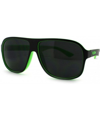 KUSH Sporty Sunglasses Square Racer Aviator 2-tone Shades - Black Green - C511RHCNWCT $7.70 Aviator
