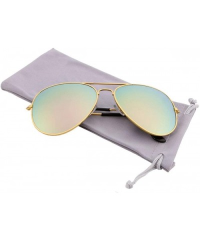 Classic Aviator Sunglasses Eyeglasses - Gold Frame Pink Lens - CZ18D9ZS0RK $8.00 Aviator