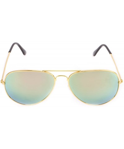 Classic Aviator Sunglasses Eyeglasses - Gold Frame Pink Lens - CZ18D9ZS0RK $8.00 Aviator