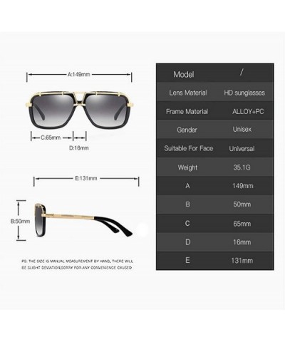 Classic square large frame flat top metal trimming men's retro brand designer sunglasses UV400 - Black - CT18S5MNH5G $9.69 Sq...