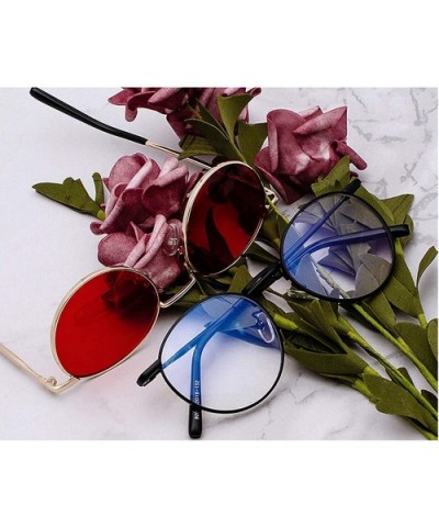 Clear Lens Metal Frame Sunglasses Retro Woman Yellow Red Sun Glasses Round Gold UV400 Birthday Gift Items - T8 - CO197A2M65U ...