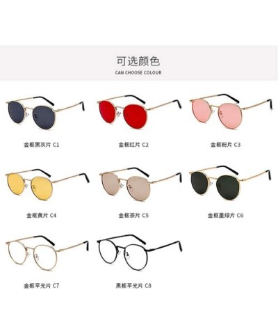 Clear Lens Metal Frame Sunglasses Retro Woman Yellow Red Sun Glasses Round Gold UV400 Birthday Gift Items - T8 - CO197A2M65U ...