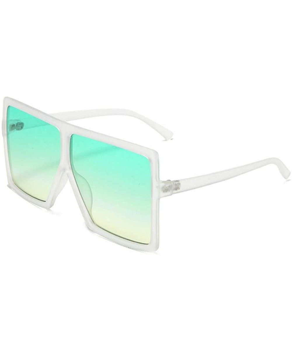 Oversized Square Sunglasses for Women Men Flat Top Shades Sunglasses - Transparency-green - C5199LNY9R6 $7.84 Square