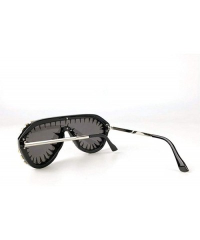 One-piece Diamond Rivet Punk Rocker Large Shield Fashion Novelty Club Sunglasses - Full Rivet - C818U73O30T $12.00 Square