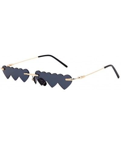 New Vintage Sunglasses Women Luxury Fashion Rimless Heart Unique Rectangle UV400 - Black - CC19035DSGR $6.52 Rimless