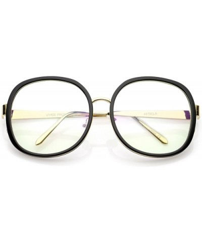 Women's Oversize Metal Arms Nose Birdge Clear Lens Round Eyeglasses 61mm - Black-gold / Clear - C417YUHQ0H5 $8.71 Oversized