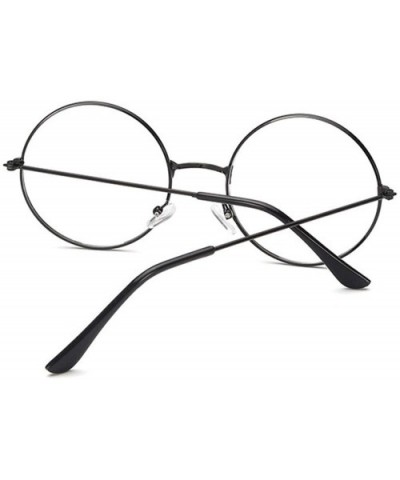 Fashion Vintage Retro Metal Frame Clear Lens Glasses Eyewear Eyeglasses Black Oversized Round Circle Eye - Gold - CM198AII823...