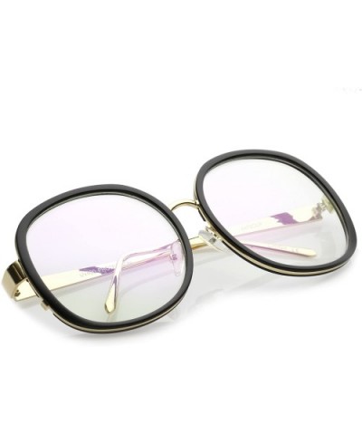 Women's Oversize Metal Arms Nose Birdge Clear Lens Round Eyeglasses 61mm - Black-gold / Clear - C417YUHQ0H5 $8.71 Oversized