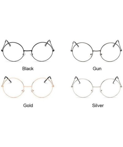 Fashion Vintage Retro Metal Frame Clear Lens Glasses Eyewear Eyeglasses Black Oversized Round Circle Eye - Gold - CM198AII823...