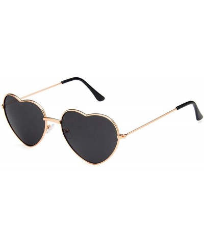 Women Cute Heart Shape Metal Frame Sunglasses with Case UV400 Protection - Gold Frame/Grey Lens - CP18WM9G30I $16.61 Rimless