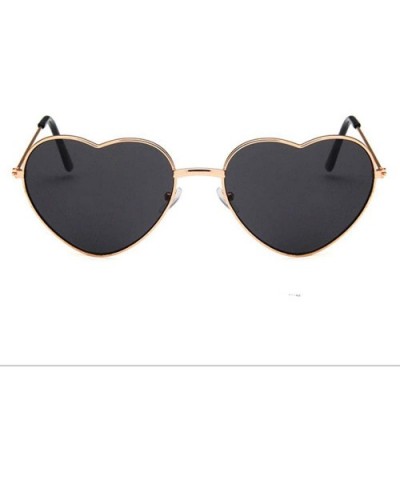 Women Cute Heart Shape Metal Frame Sunglasses with Case UV400 Protection - Gold Frame/Grey Lens - CP18WM9G30I $16.61 Rimless