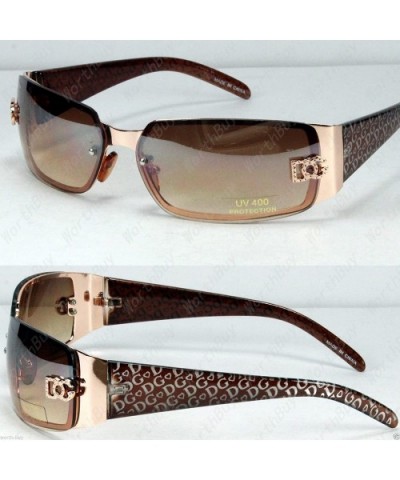 New DG Womens Fashion Designer Sunglasses Shades Rectangular Wrap Gold Brown - CX12HDIX9DD $12.06 Rectangular