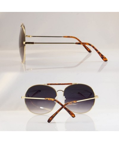 Oversize Round Double Bridge Pilot Sunglasses A077 - Gold/ Purple Green - CA189TH67WI $6.93 Oversized