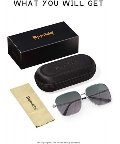 Sunglasses Men Women Rectangular Polarized Metal Frame with Spring Hinges UV400 Protection 62MM - C218A8HOAH3 $15.10 Square