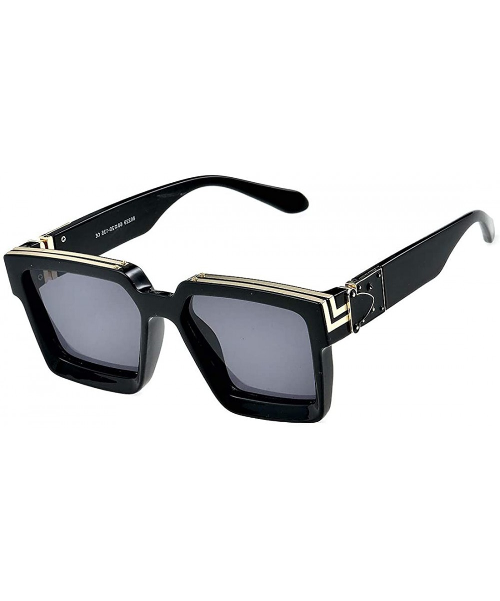 Retro Millionaire Sunglasses Square Metal punk Rock Hip hop Sunglasses men women - 4 - CM194AUC43E $10.51 Oversized