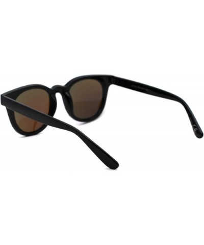 Retro Round Horn Rim Thick Plastic Fashion Sunglasses - Shiny Black Blue Mirror - C918UX0AY9T $11.08 Rectangular