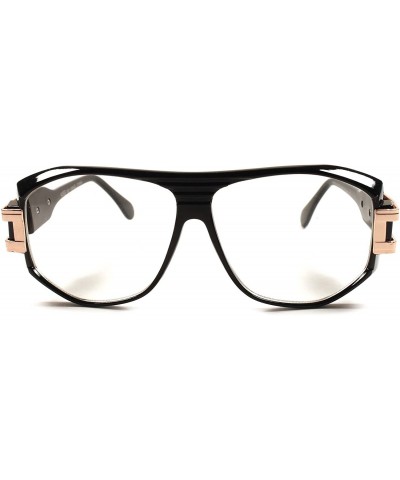 Vintage Retro Oversized Hip Hop Rapper DJ Black Square Clear Lens Glasses Frame - Black - C9189AS2K8G $10.19 Square