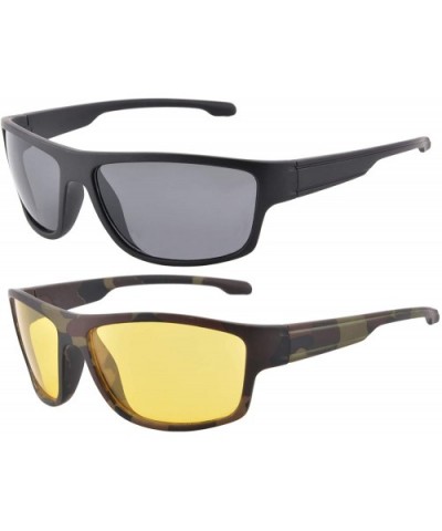 Polarized Sports Sunglasses Anti Blue Light Driving Glasses Night Vison Eyeglasses-S201 - CZ1930M5OGS $7.70 Sport