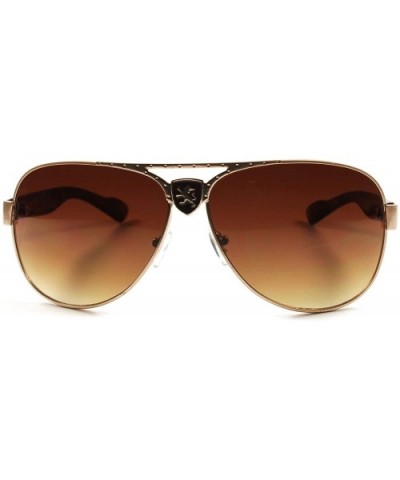 Designer Stylish Classic Vintage Retro Aviator Mens Womens Sunglasses - Brown - C518X60NR5T $6.62 Aviator
