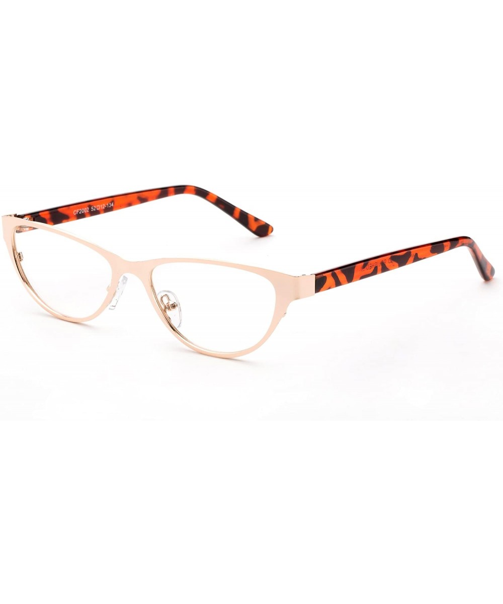 "Angela" Aluminum Brushed Prescription Cateye Clear Lens Rx Frames - Gold/Brown - C412KRZET01 $12.12 Square