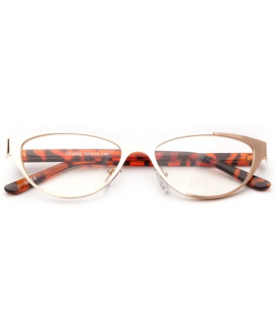 "Angela" Aluminum Brushed Prescription Cateye Clear Lens Rx Frames - Gold/Brown - C412KRZET01 $12.12 Square