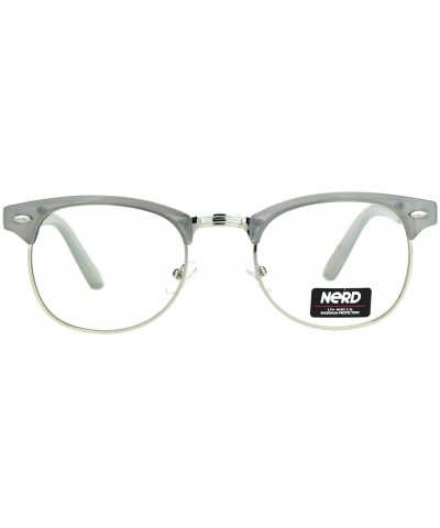 Iconic Classic Fun Color Half Horn Rim Hipster Clear Lens Eyeglasses - Grey - CF11ZP3CK9D $6.47 Rectangular