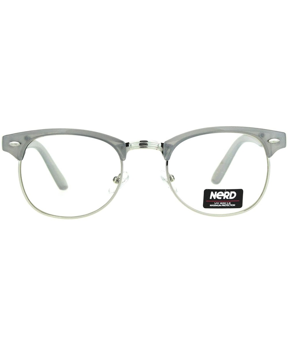 Iconic Classic Fun Color Half Horn Rim Hipster Clear Lens Eyeglasses - Grey - CF11ZP3CK9D $6.47 Rectangular