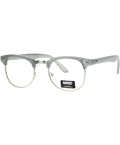 Iconic Classic Fun Color Half Horn Rim Hipster Clear Lens Eyeglasses - Grey - CF11ZP3CK9D $6.47 Rectangular