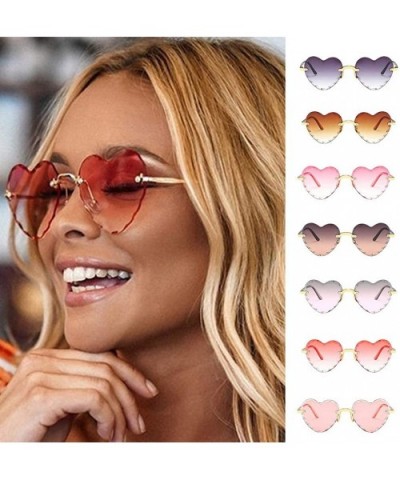 Heart Shape Sunglasses for Men Women Party Beach Holiday Rimless Sunglasses Eyewear Fashion Accessories - G - CW190L5GMQ9 $5....