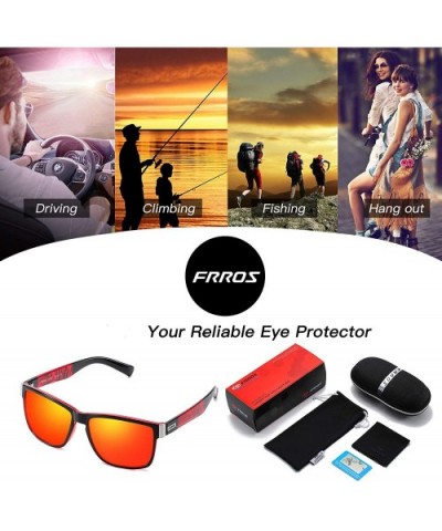 Vintage Polarized Sunglasses for Men and Women Driving Sun Glasses 100% UV Protection 518 - Red - CO193N0L5ZL $13.93 Square