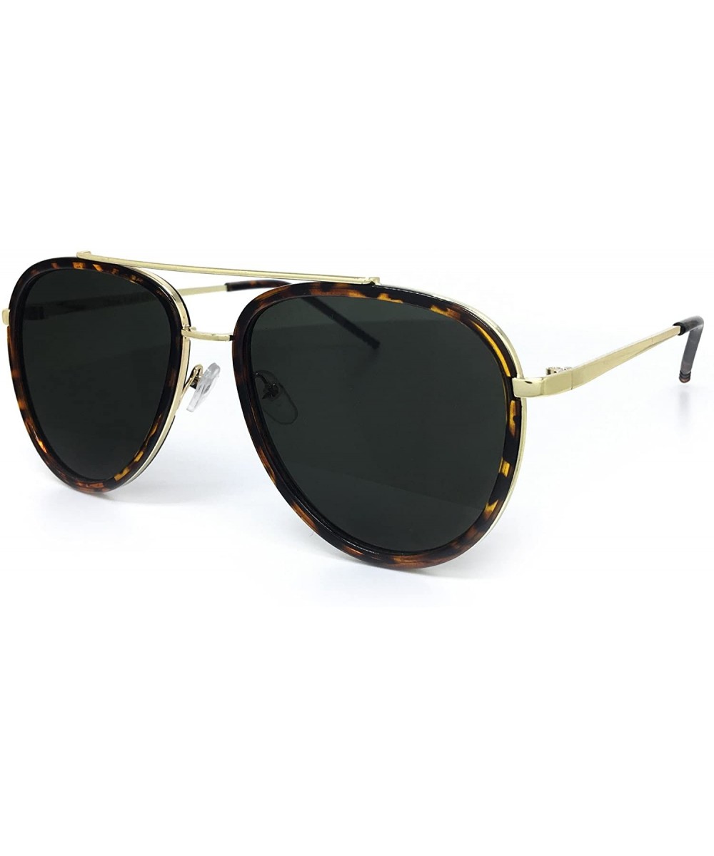 66449 Premium Aviator Vintage Hippie Retro Womens Mens Sunglasses - Brown/ Gold Frame - C2182S3GGR8 $9.98 Aviator