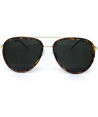 66449 Premium Aviator Vintage Hippie Retro Womens Mens Sunglasses - Brown/ Gold Frame - C2182S3GGR8 $9.98 Aviator