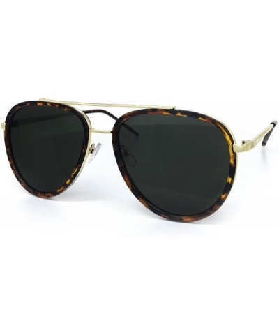 66449 Premium Aviator Vintage Hippie Retro Womens Mens Sunglasses - Brown/ Gold Frame - C2182S3GGR8 $9.98 Aviator