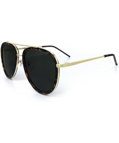 66449 Premium Aviator Vintage Hippie Retro Womens Mens Sunglasses - Brown/ Gold Frame - C2182S3GGR8 $9.98 Aviator