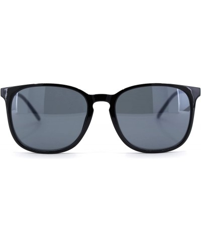 Womens Boyfriend Style Thin Horn Rim Keyhole Sunglasses - All Black - CT18UCLI6ZX $5.10 Rectangular