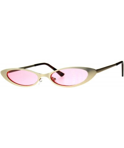 Skinny & Wide Fashion Sunglasses Womens Flat Oval Metal Frame - Gold (Pink) - CE18DTOOGH5 $6.40 Oval