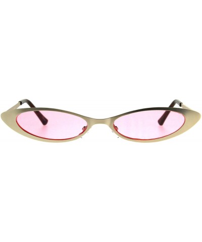 Skinny & Wide Fashion Sunglasses Womens Flat Oval Metal Frame - Gold (Pink) - CE18DTOOGH5 $6.40 Oval