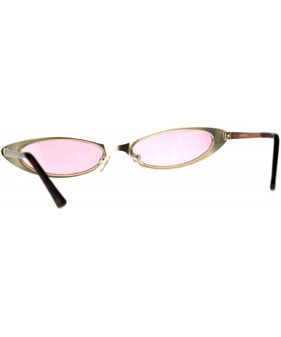 Skinny & Wide Fashion Sunglasses Womens Flat Oval Metal Frame - Gold (Pink) - CE18DTOOGH5 $6.40 Oval