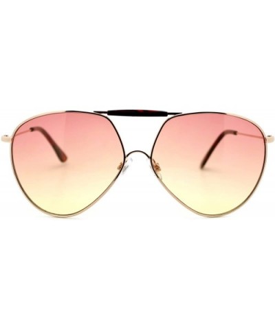 Unisex Aviator Sunglasses Vintage Retro Fashion Top Bar Ombre Gradient Lens - Gold (Red Yellow) - CJ188LCMYUU $5.94 Aviator