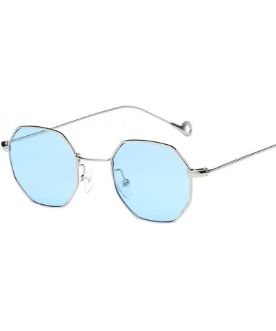 Woman Men Sunglasses Fashion Metal Frame Outdoor Sports Mirrored Eyeglasses - Blue - C017AAXA2SH $6.83 Rectangular