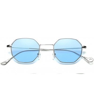 Woman Men Sunglasses Fashion Metal Frame Outdoor Sports Mirrored Eyeglasses - Blue - C017AAXA2SH $6.83 Rectangular