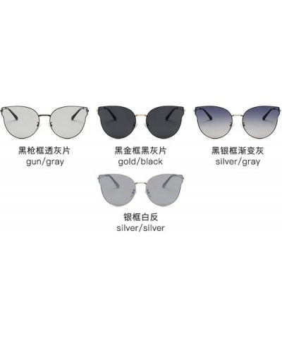 Men and women fashion retro cat eyes round frame UV sunglasses prom mirror party travel - Silver - C018SAM6C0A $21.84 Round