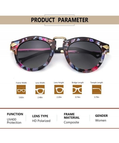 Fashion Polarized Sunglasses for Women Retro Round Arrow Temple UV Protection Driving Outdoor Eyewear - C918OC3N4ZZ $13.30 Round