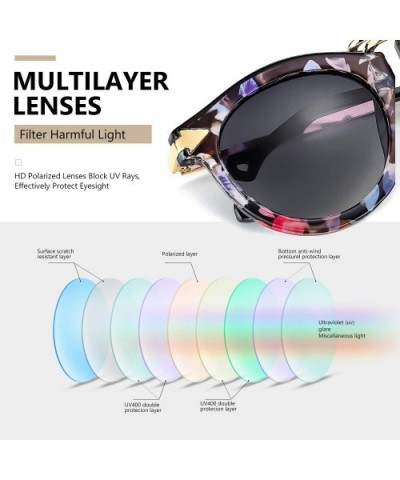 Fashion Polarized Sunglasses for Women Retro Round Arrow Temple UV Protection Driving Outdoor Eyewear - C918OC3N4ZZ $13.30 Round