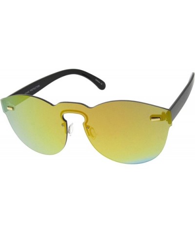 Futuristic Rimless Mono Flat Lens Horn Rimmed Shield Sunglasses 73mm - Black / Orange Mirror - CS12JP6GEER $9.56 Rimless