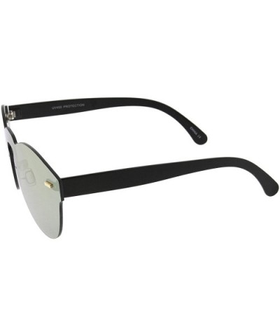 Futuristic Rimless Mono Flat Lens Horn Rimmed Shield Sunglasses 73mm - Black / Orange Mirror - CS12JP6GEER $9.56 Rimless